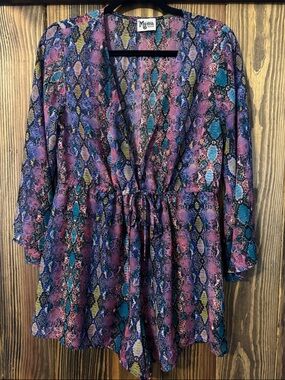 Show Me Your Mumu Romper Size M Boho Snake Print Tie Waist